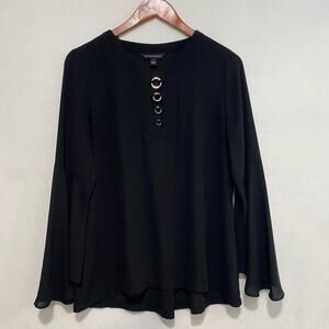 Rock‎ & Republic Women’s Y2K  Black Bell Sleeved Witchy Blouse Sz S